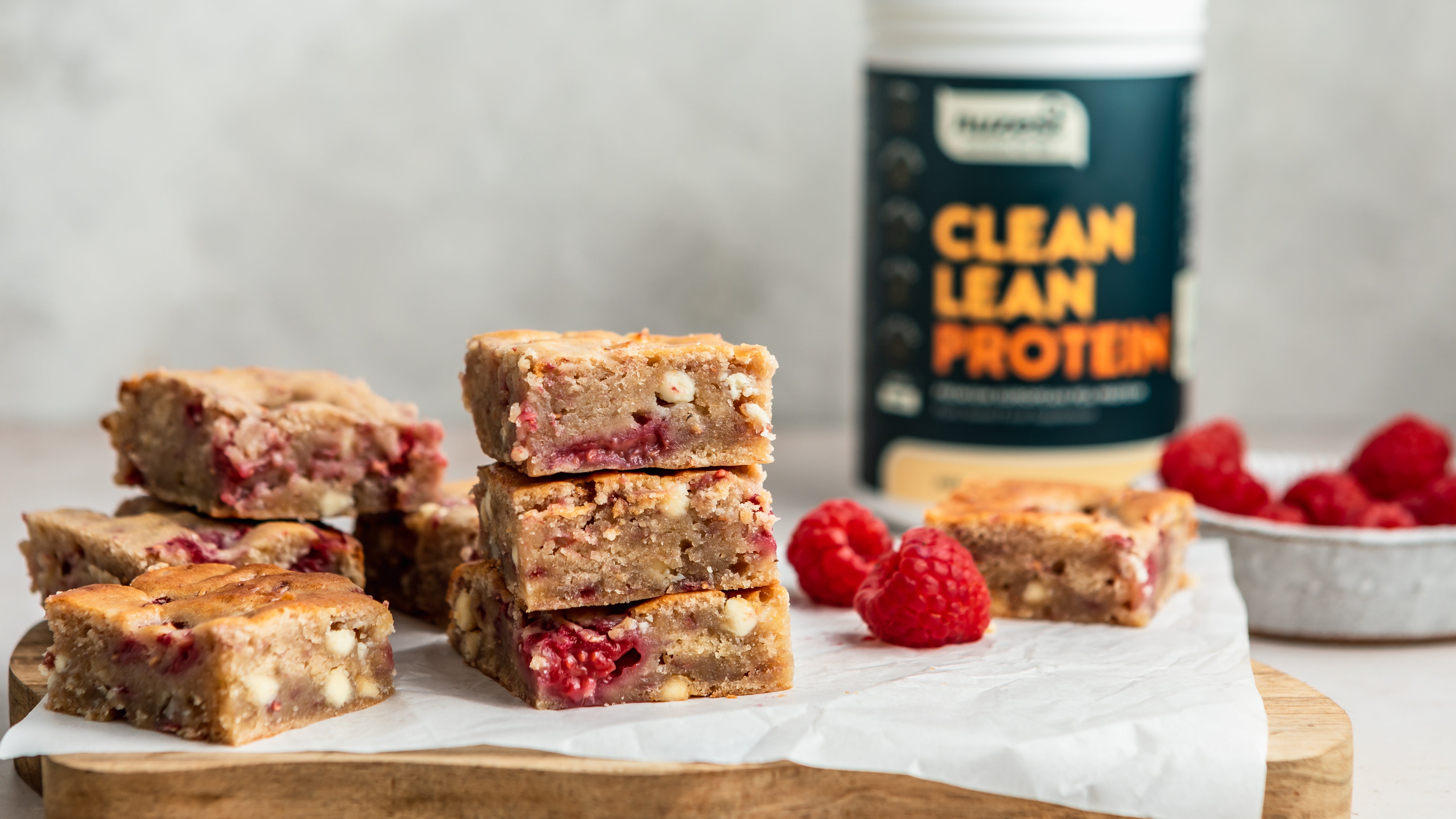 Vegan Raspberry and White Chocolate Blondies