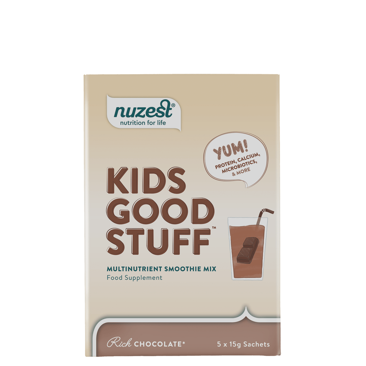 Nuzest - Kids Good Stuff Sachets - Rich Chocolate Box of 5 x 15g sachets 12